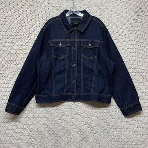 The Limited Jean Jacket Women Sz 2XL Dark Blue Denim  Button‎ Up   Pockets